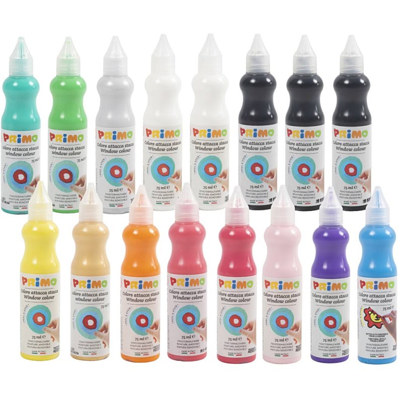 Vinduesmaling, ass. farver, 16x75 ml/ 1 pk.