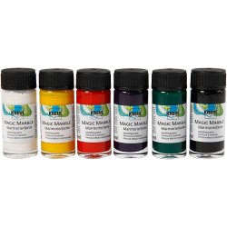 Magic Marble Marmoreringsmaling, standardfarver, 6x20 ml/ 1 pk.