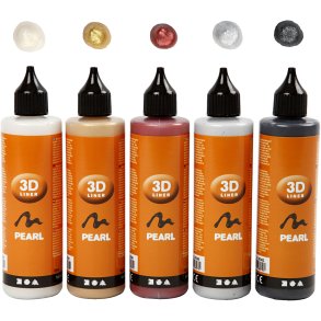 3D Liner, metallicfarver, 5x100 ml/ 1 pk.