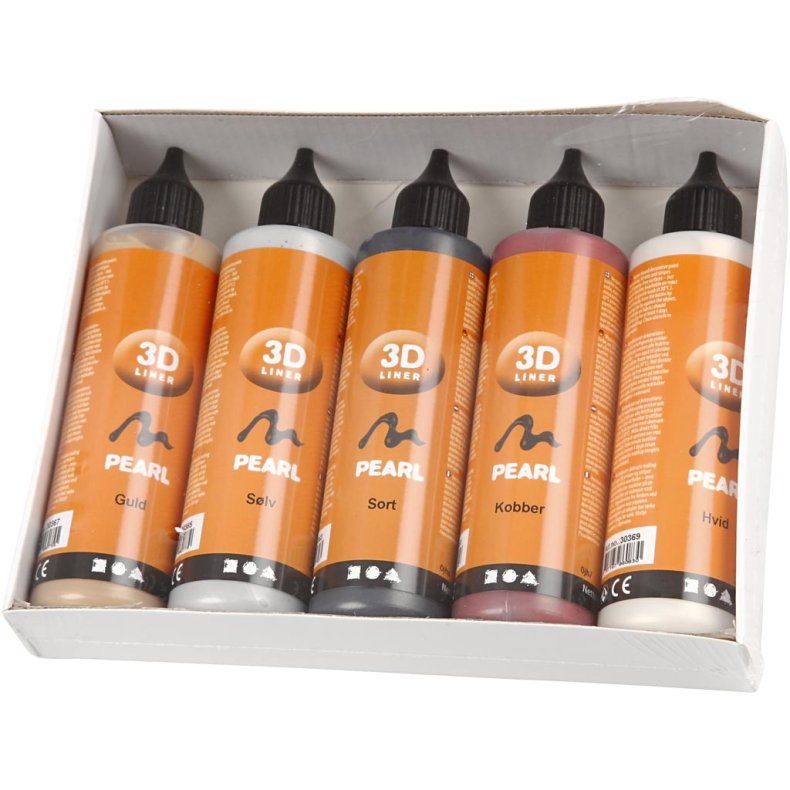 3D Liner, metallicfarver, 5x100 ml/ 1 pk.