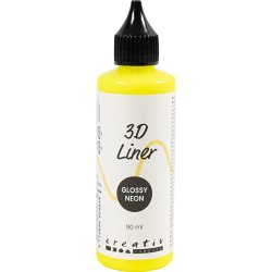 3D Liner, blank, halvd&aelig;kkende, neon gul, 90 ml/ 1 fl.