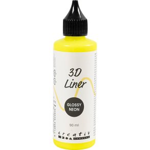 3D Liner, blank, halvd&aelig;kkende, neon gul, 90 ml/ 1 fl.