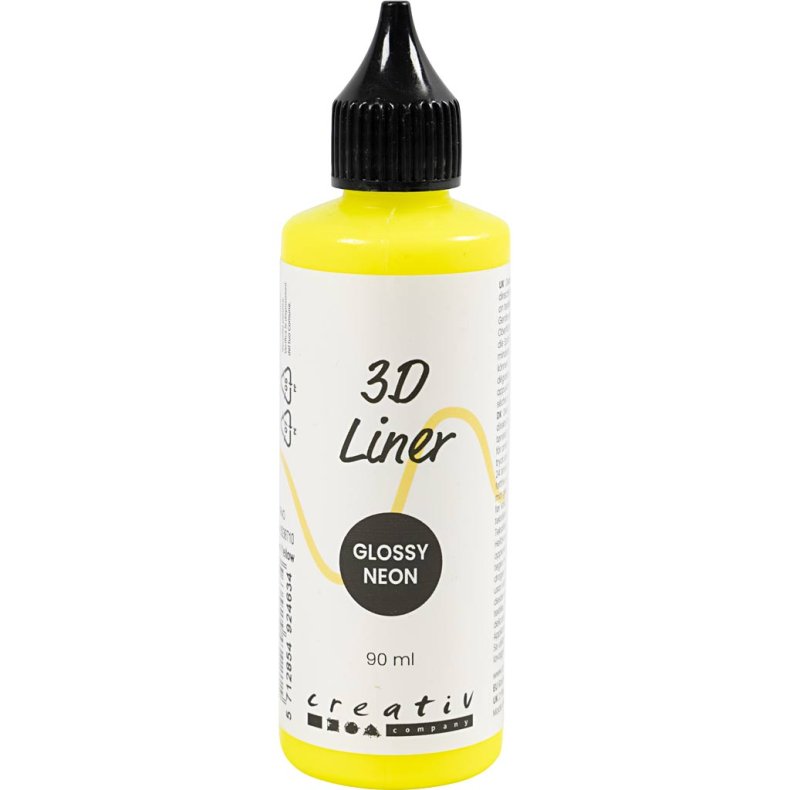 3D Liner, blank, halvd&aelig;kkende, neon gul, 90 ml/ 1 fl.