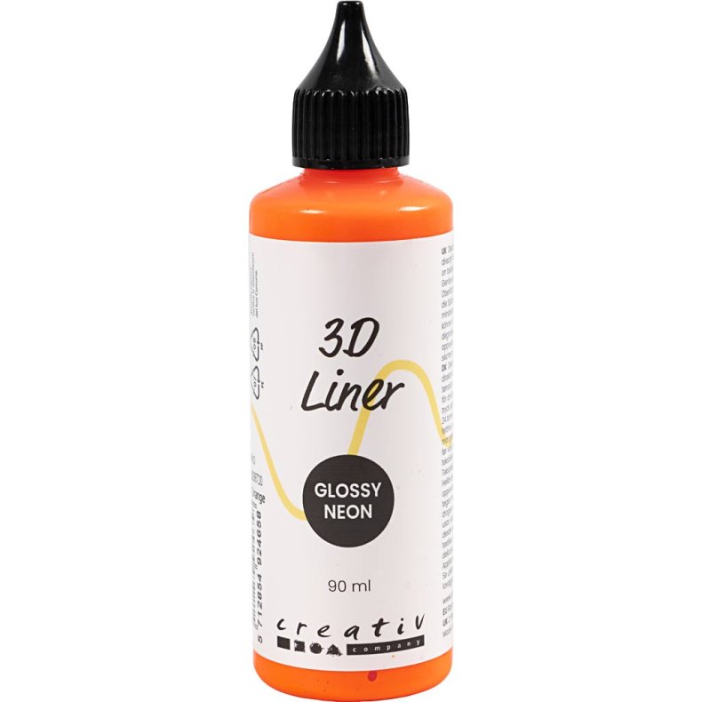 3D Liner, blank, halvd&aelig;kkende, neon orange, 90 ml/ 1 fl.
