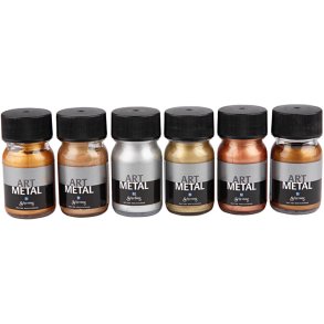 Hobbymaling Metallic, nr. 5102, 5104, 5106, 5108, 5109, 5110, metallicfarver, 6x30 ml/ 1 pk.