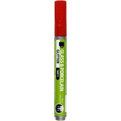 Glas- og Porcel&aelig;nstusch, glitter, streg 2-4 mm, halvd&aelig;kkende, r&oslash;d, 1 stk.