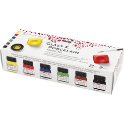 Glas og Porcel&aelig;nsmaling, ass. farver, 6x20 ml/ 1 pk.