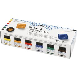 Glas og Porcel&aelig;nsmaling, ass. farver, 6x20 ml/ 1 pk.