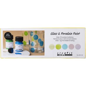 Glas- og Porcel&aelig;nsmaling, mat frost, halvtransparent, colorful, 5x30 ml/ 1 pk.