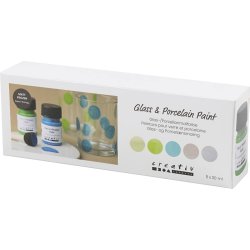 Glas- og Porcel&aelig;nsmaling, mat frost, halvtransparent, colorful, 5x30 ml/ 1 pk.