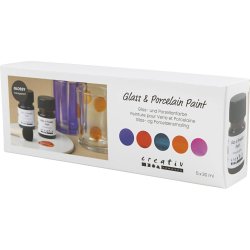 Glas- og Porcel&aelig;nsmaling, blank, transparent, colorful, 5x30 ml/ 1 pk.