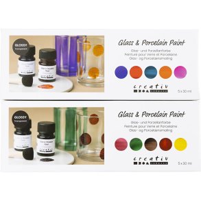 Glas- og Porcel&aelig;nsmaling, blank, transparent, colorful, Naturfarver, 10x30 ml/ 1 pk.