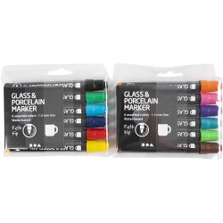 Glas- og Porcel&aelig;nstusch, streg 1-3 mm, halvd&aelig;kkende, 12 stk./ 1 pk.