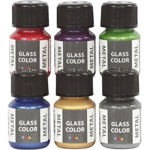 Glass Color Metal, ass. farver, 6x30 ml/ 1 pk.