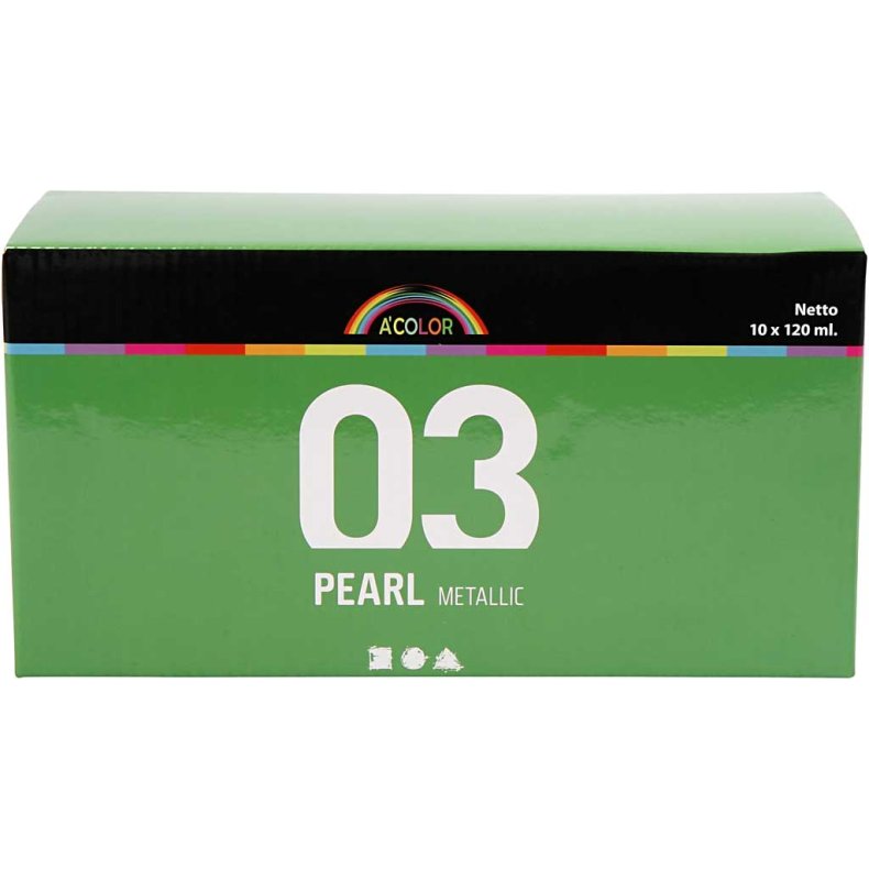 Akrylmaling Metallic, metallic, ass. farver, 10x120 ml/ 1 pk.