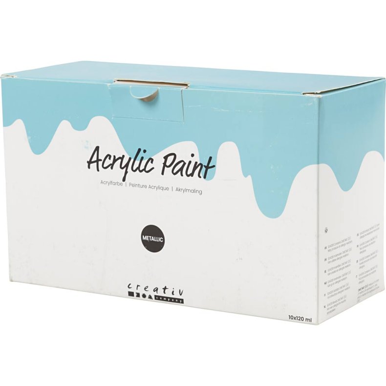 Akrylmaling Metallic, metallic, ass. farver, 10x120 ml/ 1 pk.