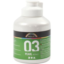 Akrylmaling Metallic, metallic, hvid, 500 ml/ 1 fl.