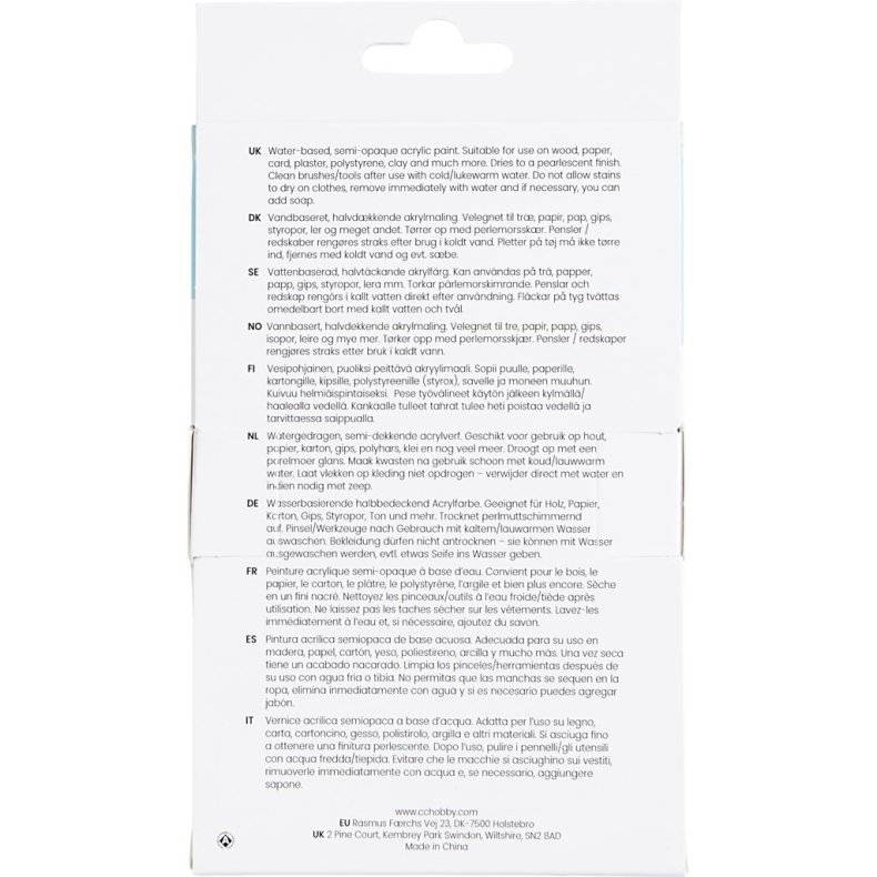 Akrylmaling Metallic, suppleringsfarver, 6x20 ml/ 1 pk.