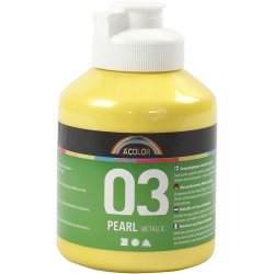 Akrylmaling Metallic, metallic, gul, 500 ml/ 1 fl.