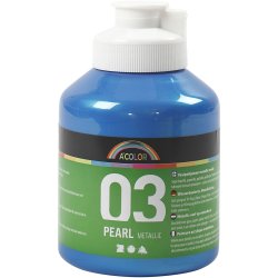 Akrylmaling Metallic, metallic, bl&aring;, 500 ml/ 1 fl.