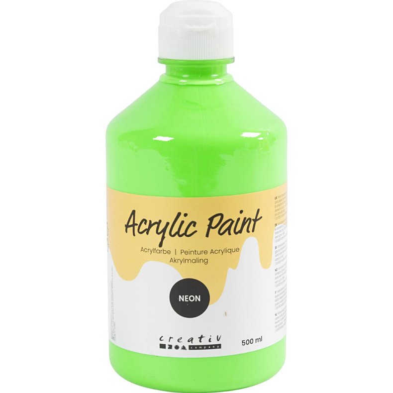 Akrylmaling Neon, neon gr&oslash;n, 500 ml/ 1 fl.