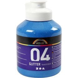 Akrylmaling Glitter, ass. farver, 6x500 ml/ 1 pk.