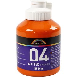 Akrylmaling Glitter, ass. farver, 6x500 ml/ 1 pk.
