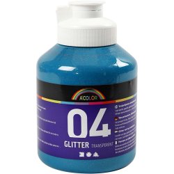 Akrylmaling Glitter, ass. farver, 6x500 ml/ 1 pk.