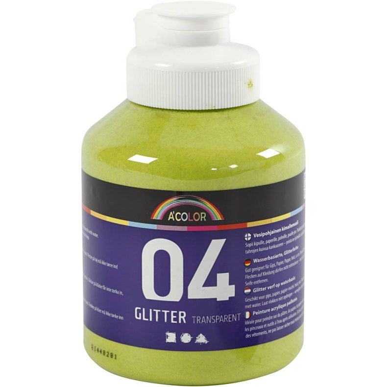 Akrylmaling Glitter, limegr&oslash;n, 500ml/ 1 fl.