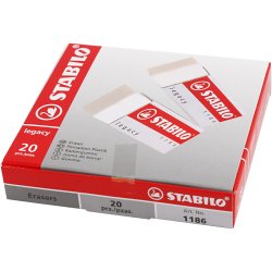 Stabilo Viskel&aelig;der, H: 1 cm, L: 6,3 cm, B: 2,3 cm, hvid, 20 stk./ 1 pk.