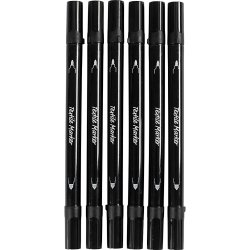 Tekstiltusch, streg 2,3+3,6 mm, sort, 6 stk./ 1 pk.