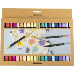 Tekstiltusch, streg 2,3+3,6 mm, suppleringsfarver, 20 stk./ 1 pk.