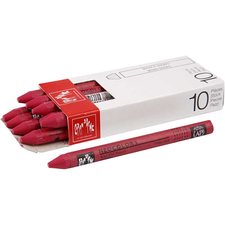 CARAN D&rsquo;ACHE Neocolor I, L: 10 cm, tykkelse 8 mm, carmine (080), 10stk./ 1 pk.