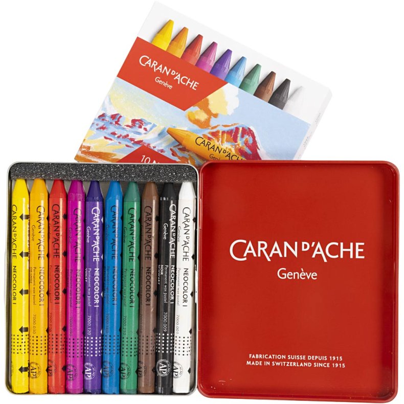 CARAN D&rsquo;ACHE Neocolor I, L: 10 cm, tykkelse 8 mm, ass. farver, 10stk./ 1 pk.