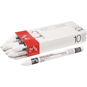CARAN D’ACHE Neocolor I, L: 10 cm, tykkelse 8,5 mm, white (001), 10 stk./ 1 pk.