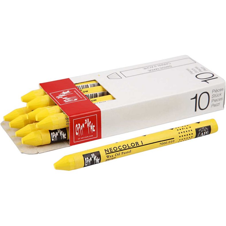 CARAN D&rsquo;ACHE Neocolor I, L: 10 cm, tykkelse 8 mm, yellow (010), 10stk./ 1 pk.