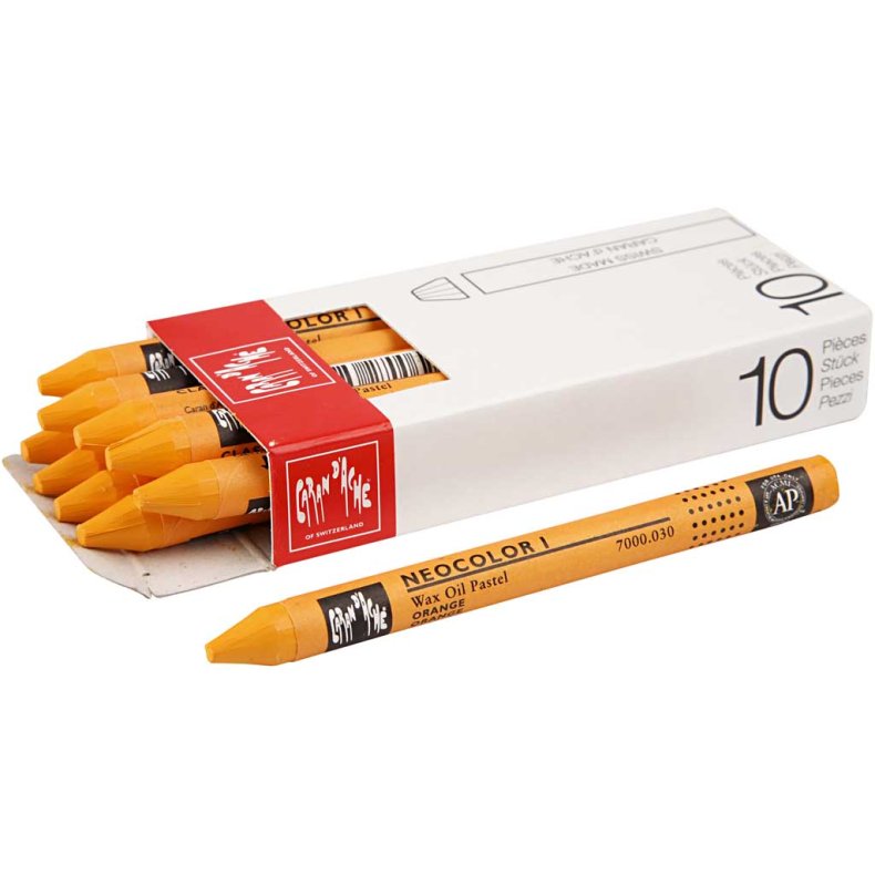 CARAN D&rsquo;ACHE Neocolor I, L: 10 cm, tykkelse 8 mm, orange (030), 10stk./ 1 pk.