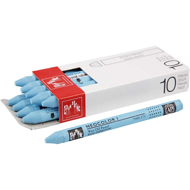 CARAN D&rsquo;ACHE Neocolor I, L: 10 cm, tykkelse 8 mm, turquoise blue (171), 10stk./ 1 pk.