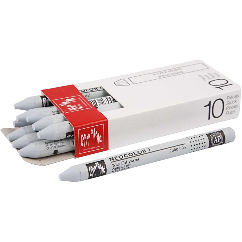 CARAN D&rsquo;ACHE Neocolor I, L: 10 cm, tykkelse 8 mm, light grey (003), 10stk./ 1 pk.