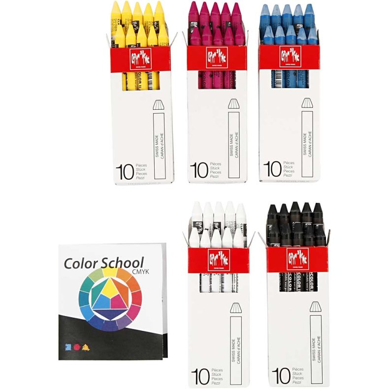 CARAN D&rsquo;ACHE Neocolor II, L: 10 cm, tykkelse 8,5 mm, ass. farver, 5x10 stk./ 1 pk.