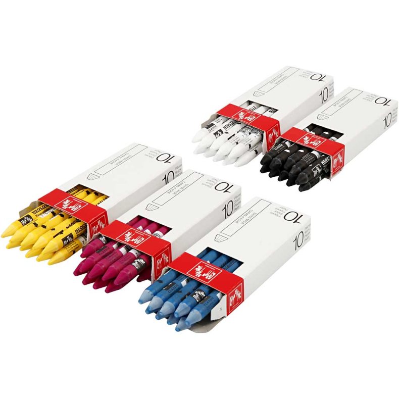 CARAN D&rsquo;ACHE Neocolor II, L: 10 cm, tykkelse 8,5 mm, ass. farver, 5x10 stk./ 1 pk.