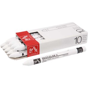 CARAN D’ACHE Neocolor II, L: 10 cm, tykkelse 8,5 mm, white (001), 10 stk./ 1 pk.