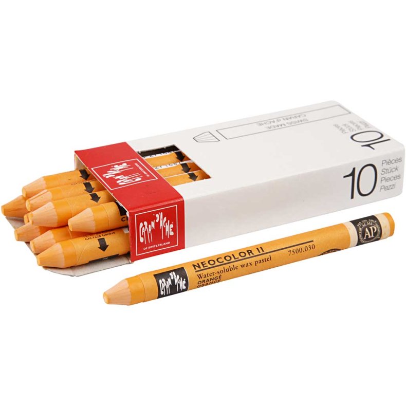 CARAN D&rsquo;ACHE Neocolor II, L: 10 cm, orange (030), 10stk./ 1 pk.