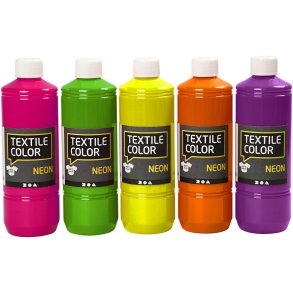 Tekstilmaling, ass. farver, 5x500 ml/ 1 pk.