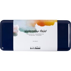 Akvarels&aelig;t, str. 12x30 mm, ass. farver, 24 frv./ 1 pk.