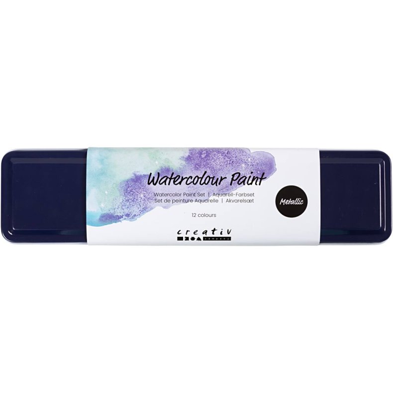 Akvarels&aelig;t, metallicfarver, 12 frv./ 1 pk.