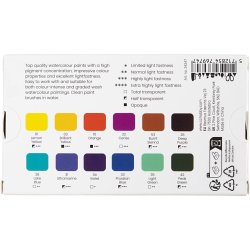 Art Akvarelfarver, &frac12;-pan, Blomster og landskaber, str. 10x15x20 mm, ass. farver, 12 frv./ 1 stk.