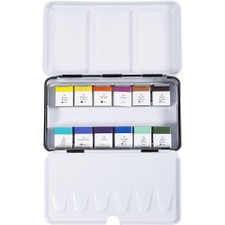 Art Akvarelfarver, &frac12;-pan, Blomster og landskaber, str. 10x15x20 mm, ass. farver, 12 frv./ 1 stk.