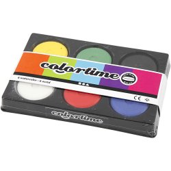 Vandfarve, H: 16 mm, diam. 44 mm, prim&aelig;rfarver, 1 pk.