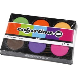 Vandfarve, H: 19 mm, diam. 57 mm, suppleringsfarver, 1 pk.